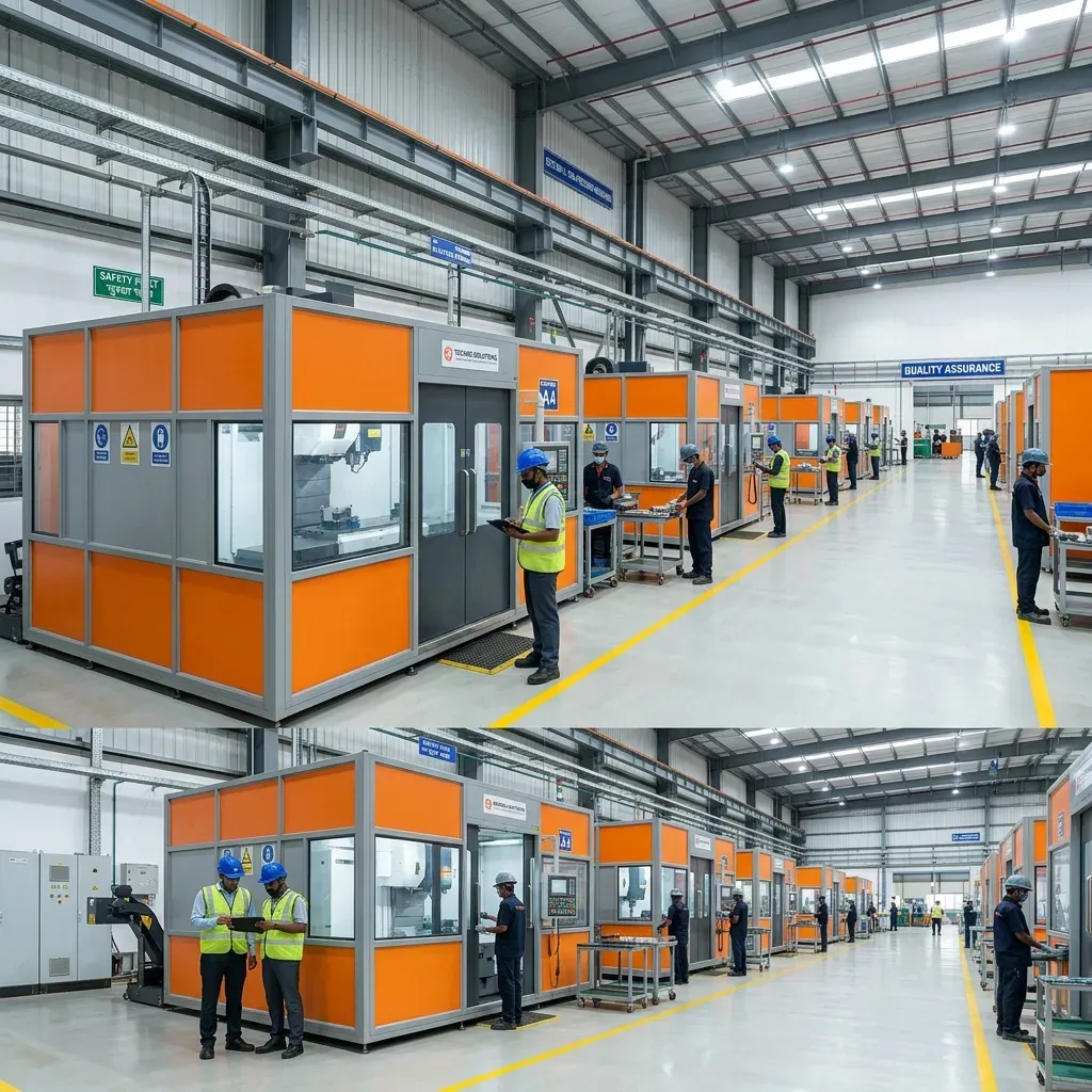 Factory Floor with Acoustic Enclosures