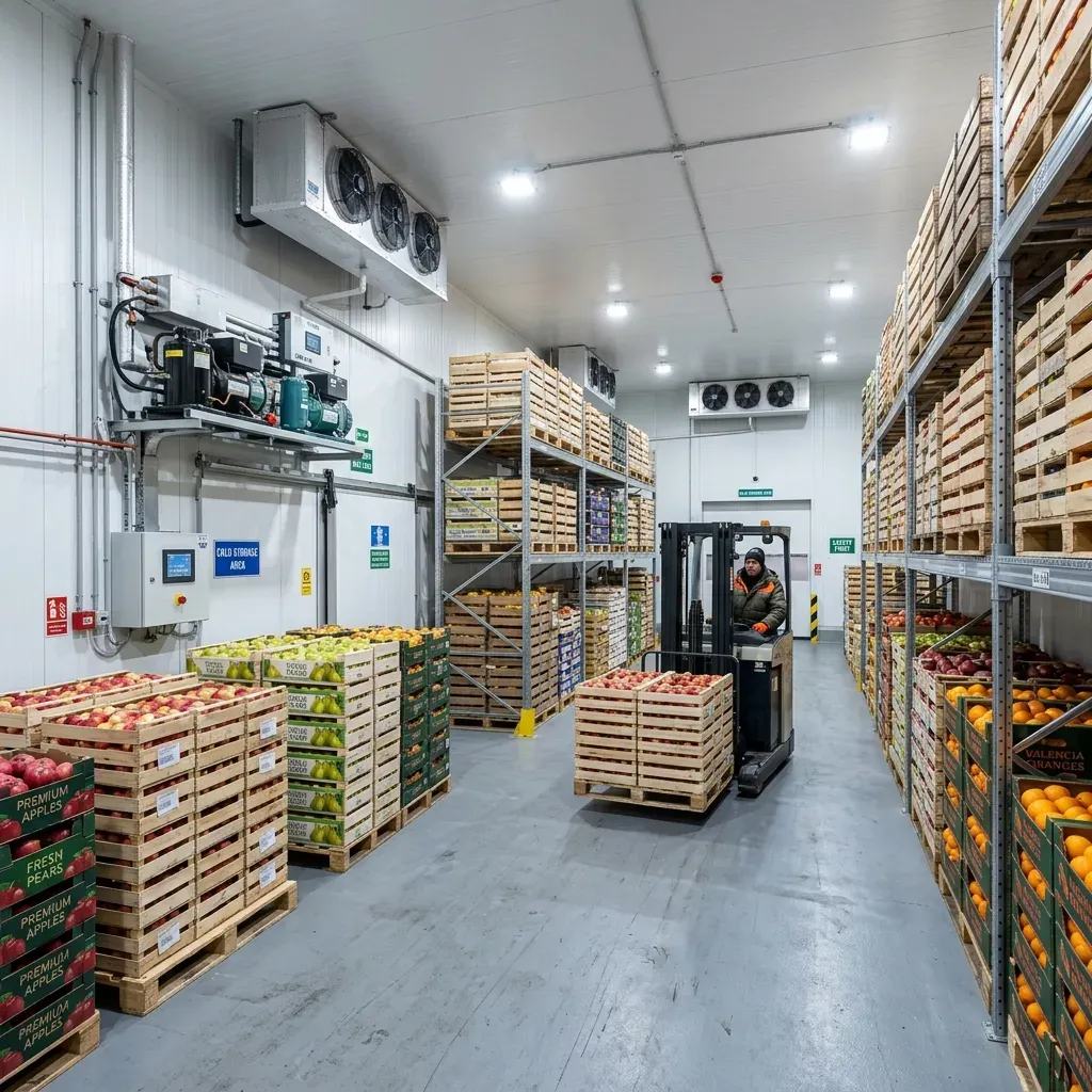 Interior of a modern cold storage facility
