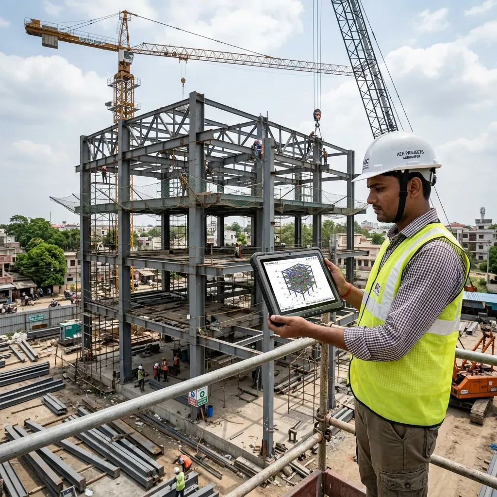 Site Engineer using BIM on Tablet