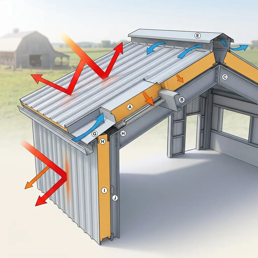 Cross Section Technical Diagram of PUF Panel Roof Insulation