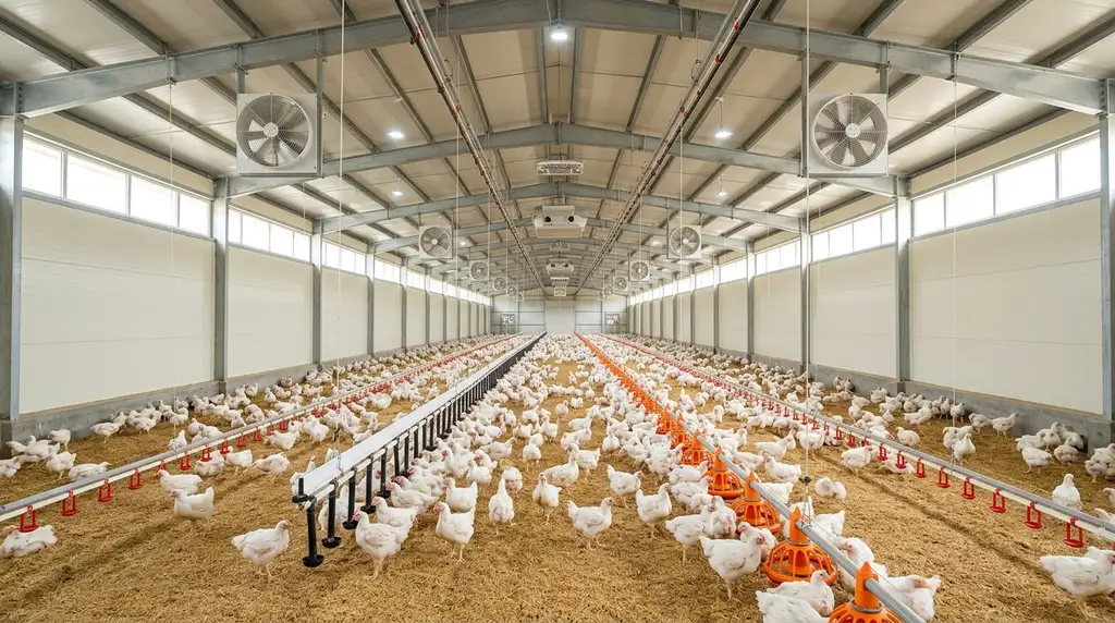 Interior of Modern Climate-Controlled PUF Poultry Shed
