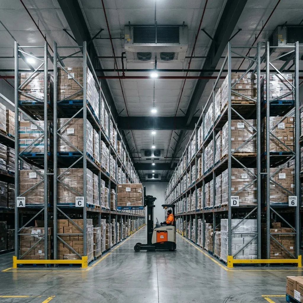 High-density racking system in a Nepal cold storage