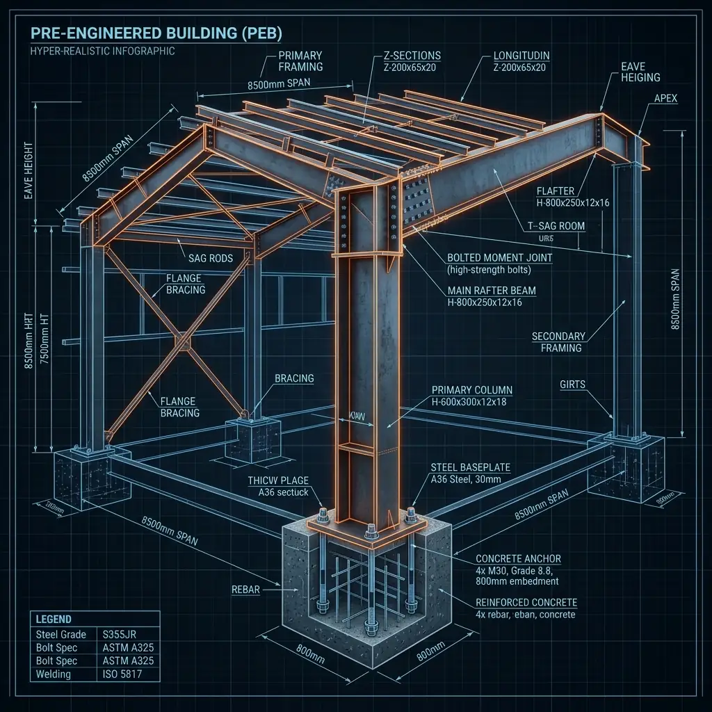 Technical topology of structural steel framework and H-beams