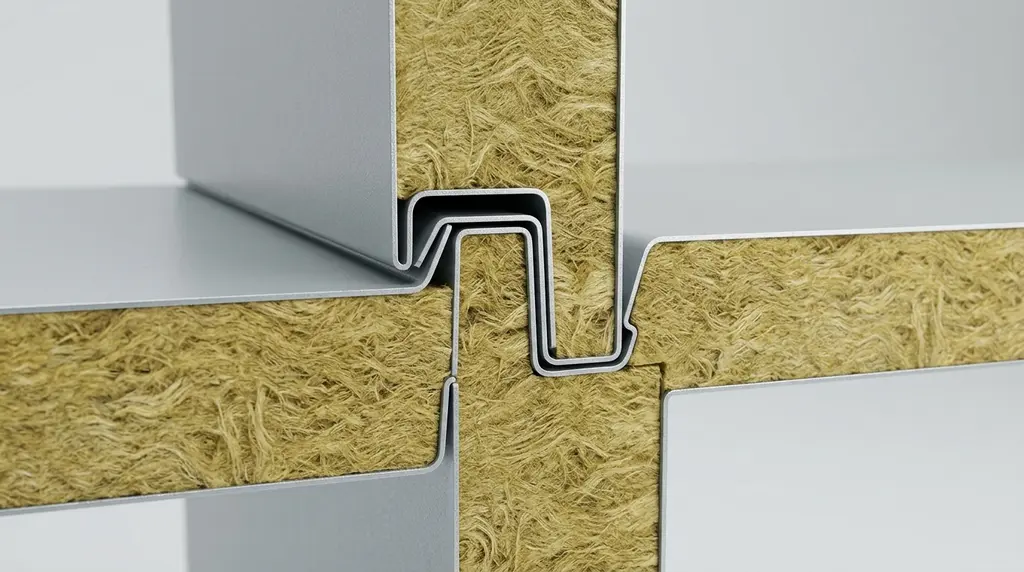 Cross Section Technical Detail of Rockwool Sandwich Panel Core
