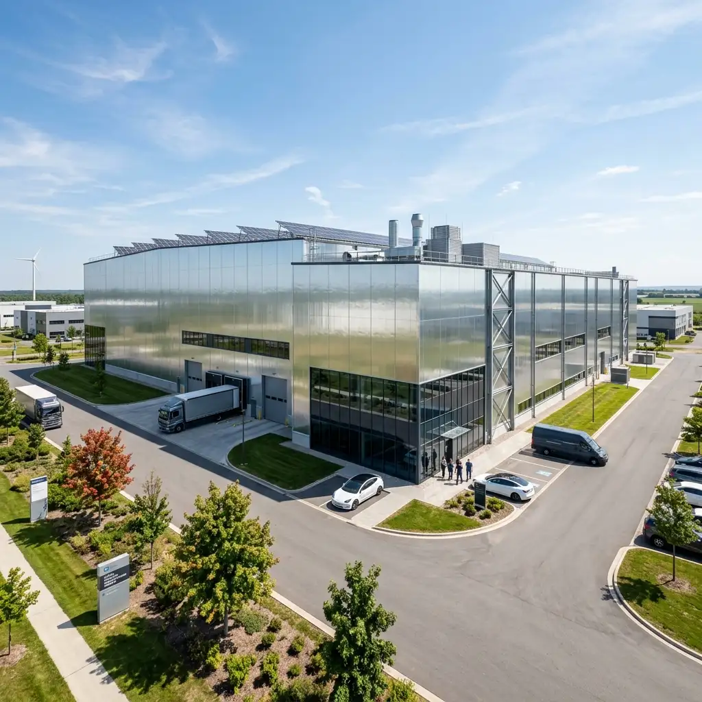 Massive Industrial PEB Factory with polished galvanized steel