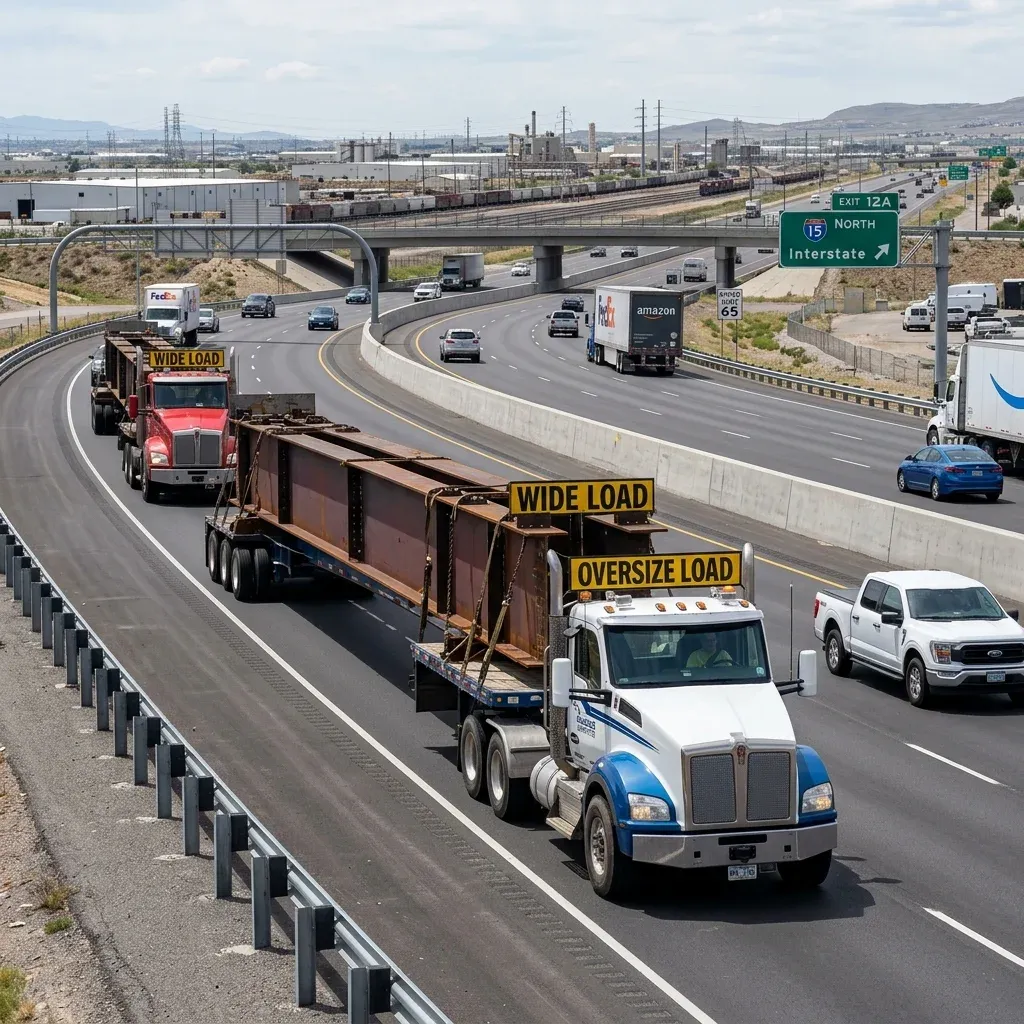 Logistics operations with trucks at a warehouse