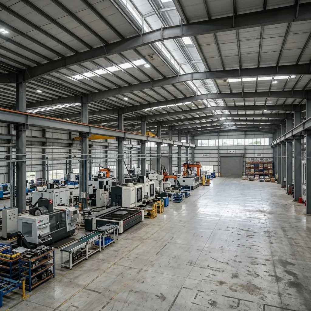 Interior of a manufacturing unit in GIDA inside a PEB shed