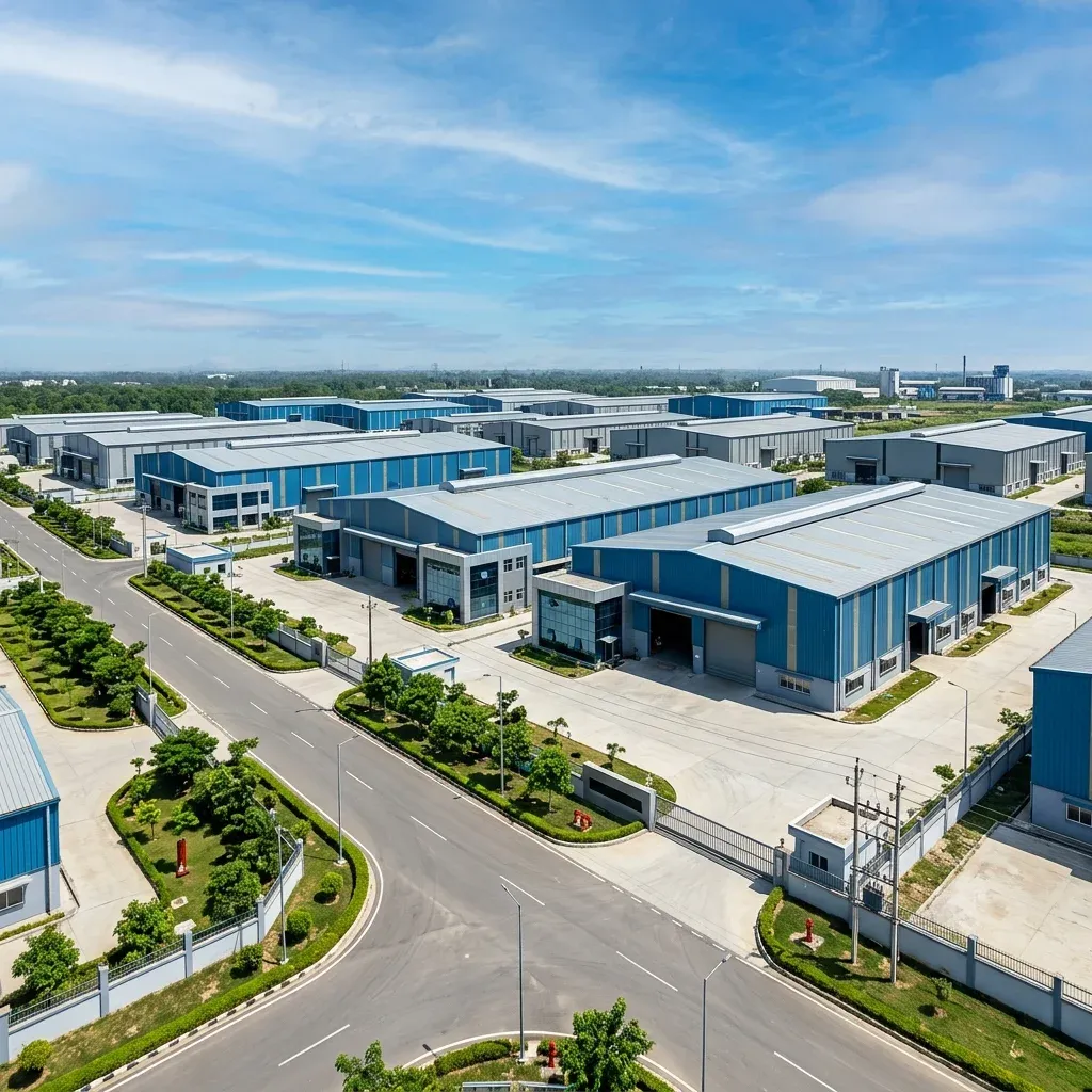 Modern industrial area in GIDA Gorakhpur with PEB sheds