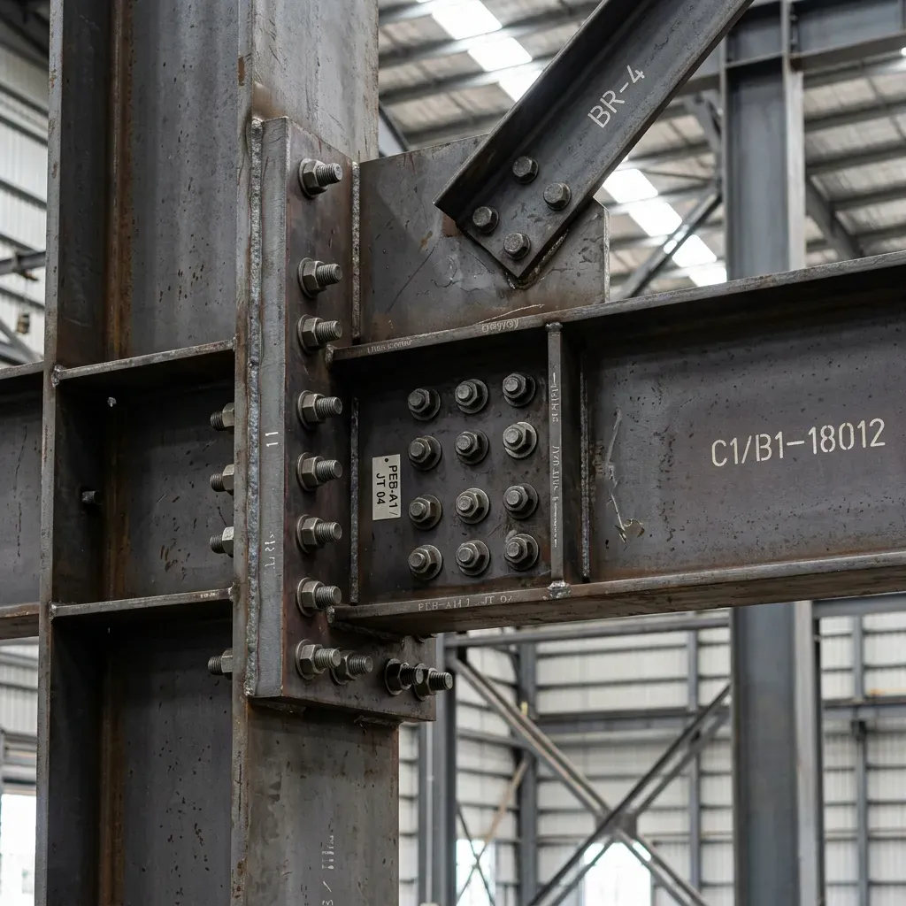 Close-up of heavy-duty steel connections