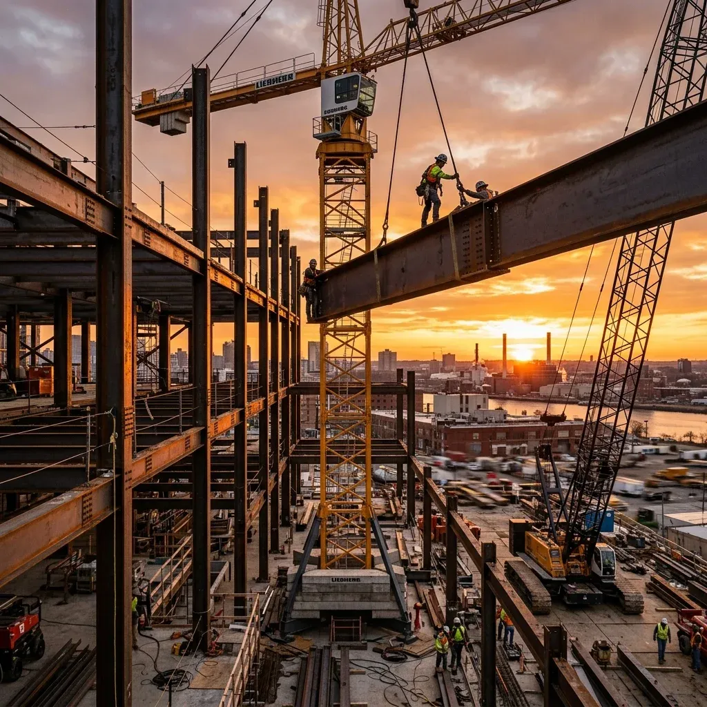 Cinematic Crane Erection of Steel I-Beams