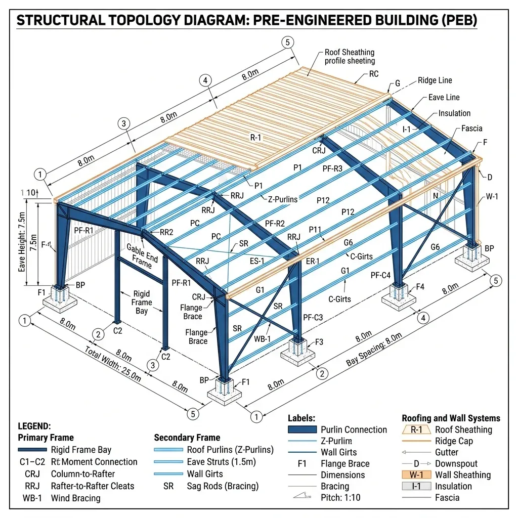 Structural Topology Diagram of a PEB Building