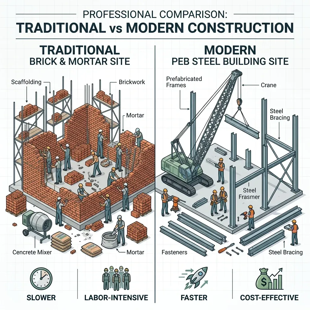 Detailed Comparison Diagram of Traditional vs PEB