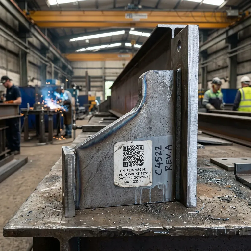 Precision cut steel component with tracking