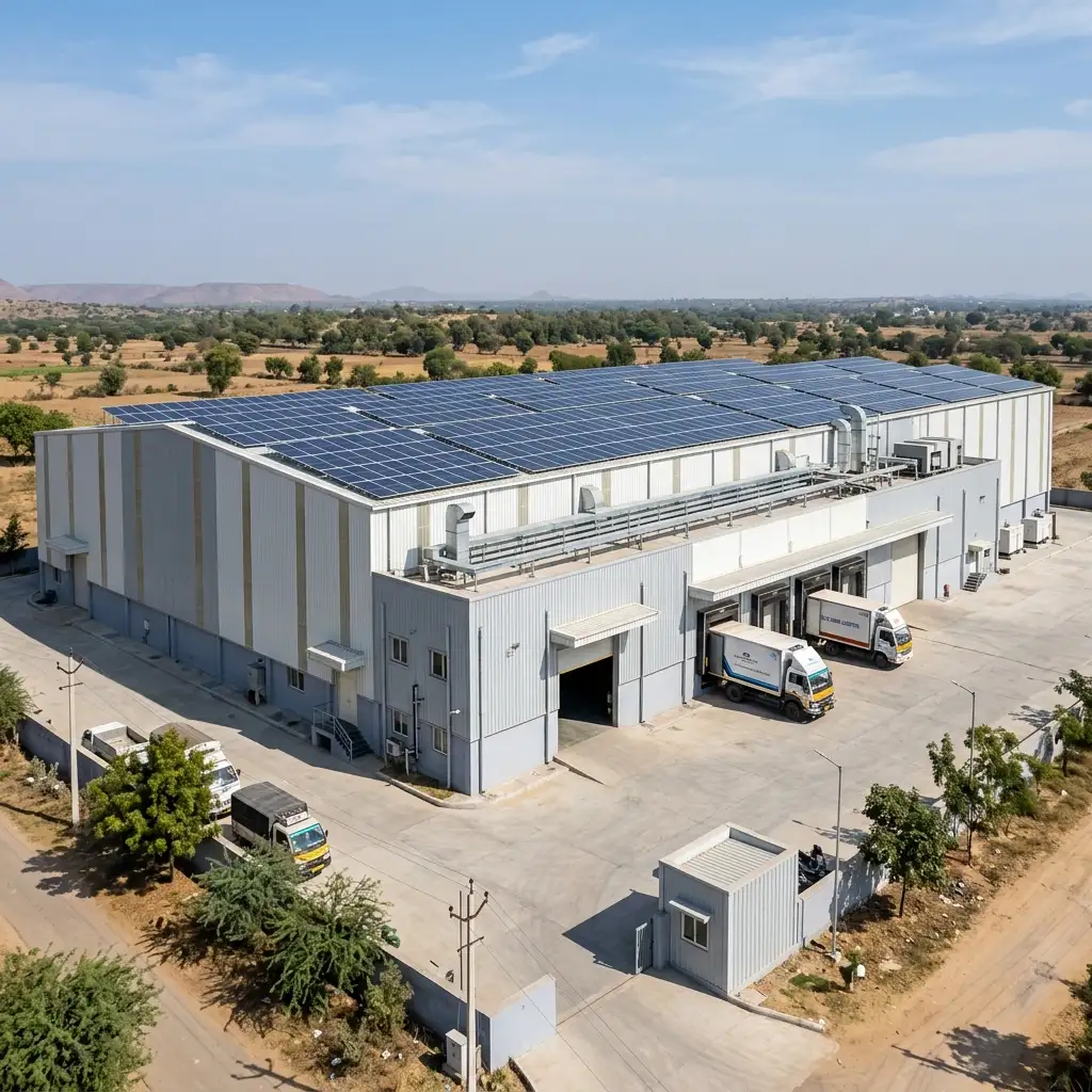 Modern potato cold storage facility built with solar-ready PUF panels in India