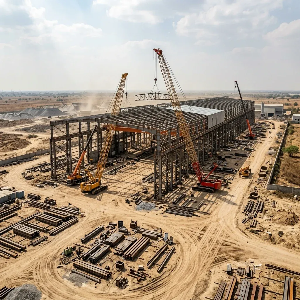 Heavy duty PEB factory construction for defence manufacturing in UP