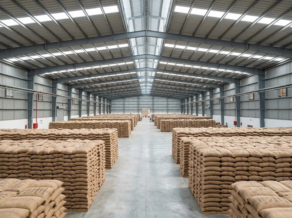 Interior View of Dry Clean Grain Warehouse Storage