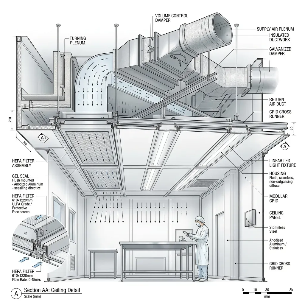 Clean Room HEPA Filter Ceiling