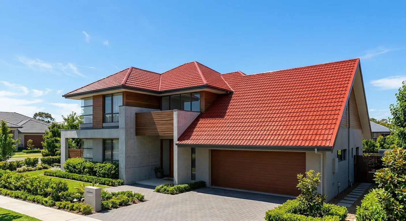 Vibrant blue color-coated roofing installed on a large modern industrial warehouse facility for leak-proof performance