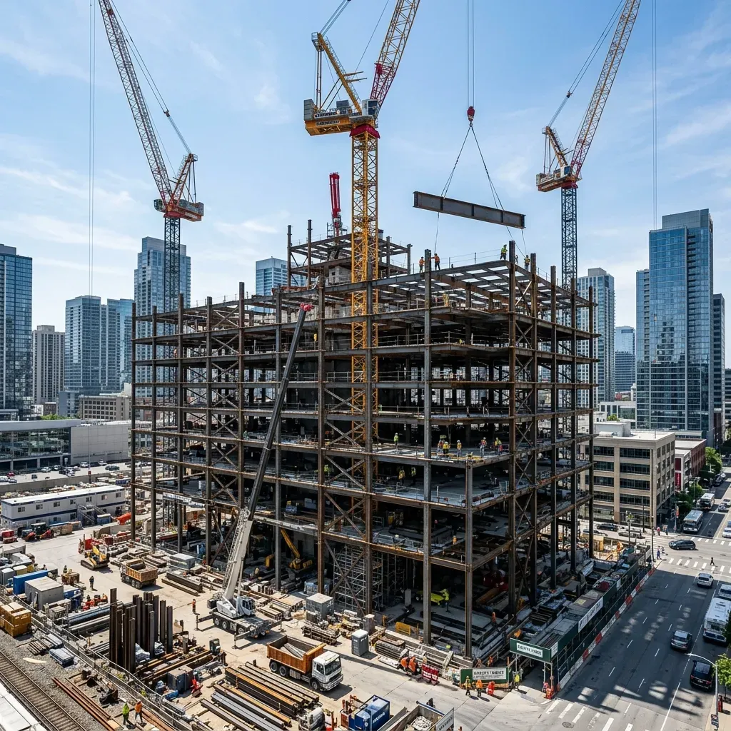 High-Rise PEB Steel Construction Site in UP