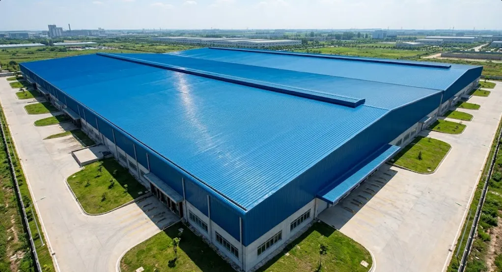 Modern residential home featuring durable brick red color-coated roofing sheets with a tile-effect profile