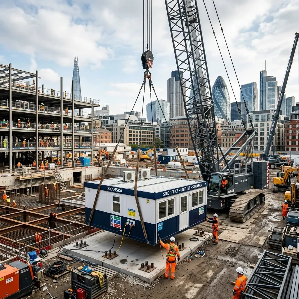 Rapid Assembly of Modular Site Office with Cranes